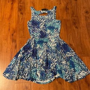 Cynthia Rowley blue abstract midi dress